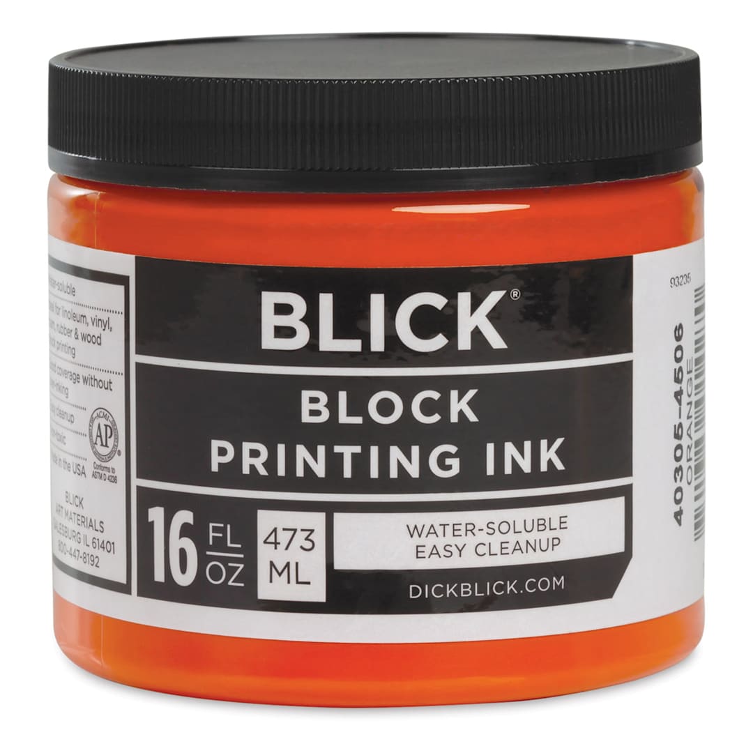 Open in modal - Blick Water-Soluble Block Printing Ink - Orange, 16 oz