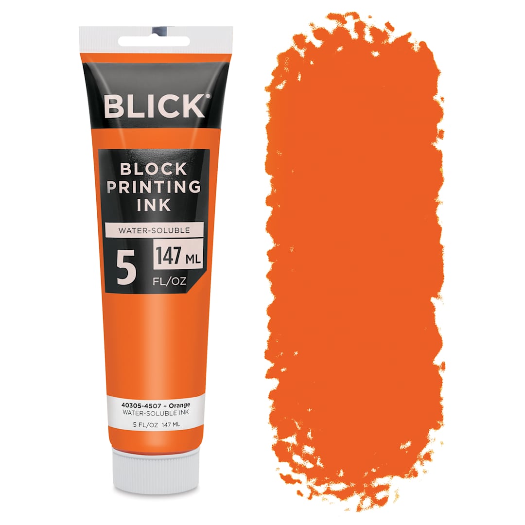 Open in modal - Blick Water-Soluble Block Printing Ink - Orange, 5 oz Tube