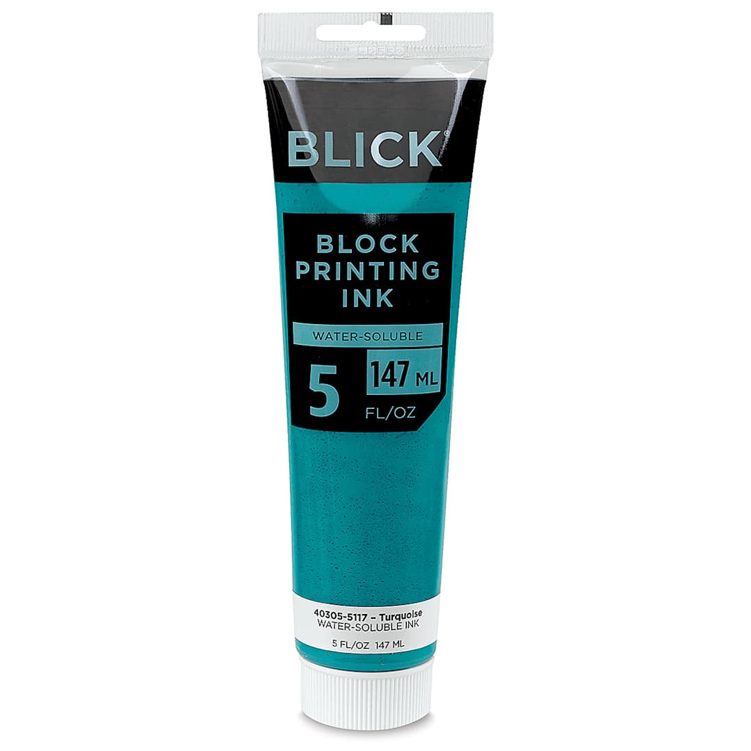 Open in modal - Blick Water-Soluble Block Printing Ink - Turquoise, 5 oz