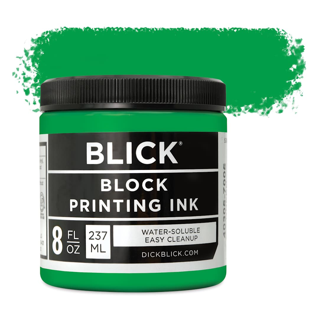 Open in modal - Blick Water-Soluble Block Printing Ink - Green, 8 oz Jar
