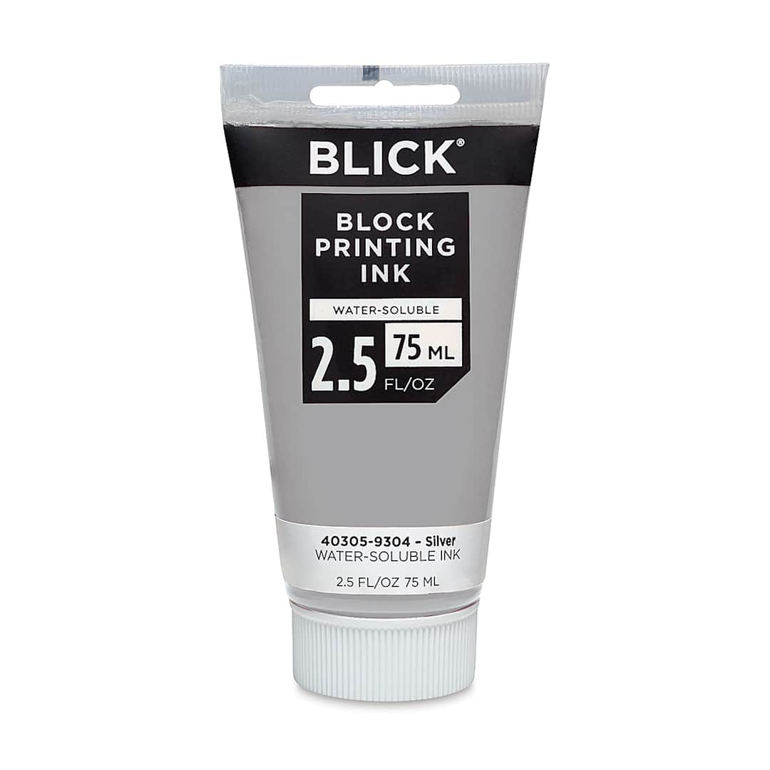 Open in modal - Blick Water-Soluble Block Printing Ink - Silver (Metallic), 2.5 oz