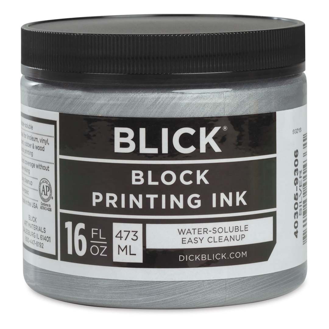 Open in modal - Blick Water-Soluble Block Printing Ink - Silver (Metallic), 16 oz