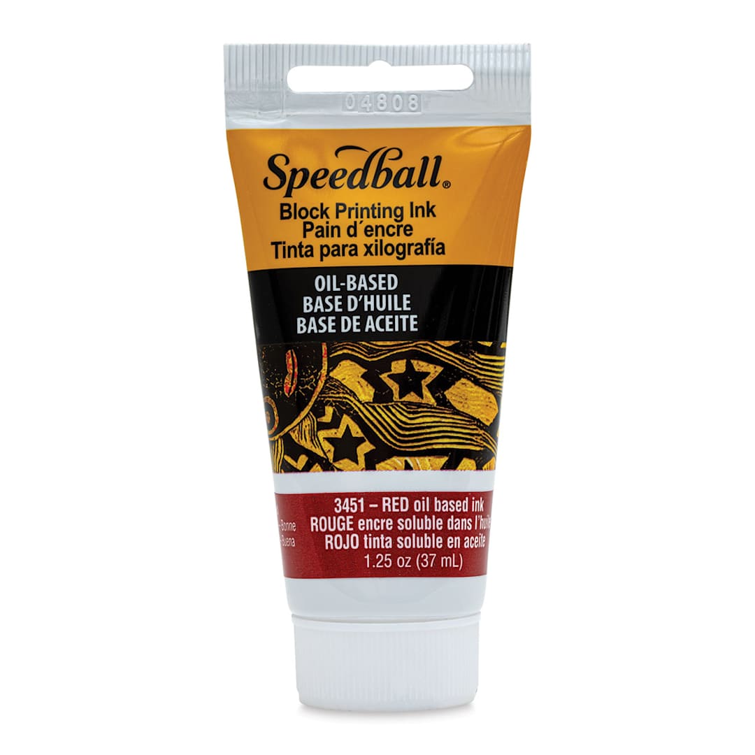 Open in modal - Speedball Oil Base Block Printing Ink - Red, 1.25 oz - front