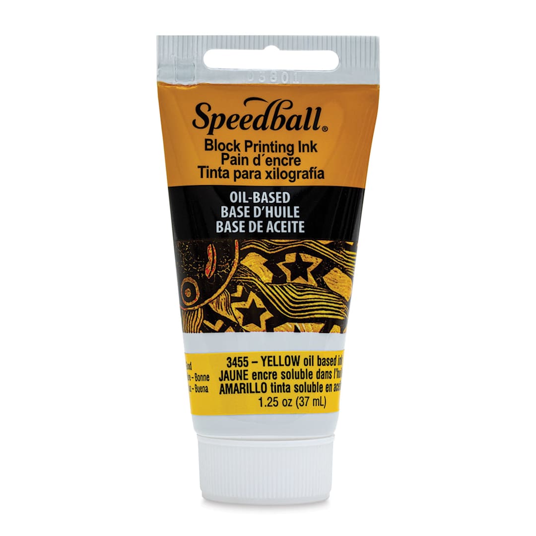 Open in modal - Speedball Oil Base Block Printing Ink - Yellow, 1.25 oz - front
