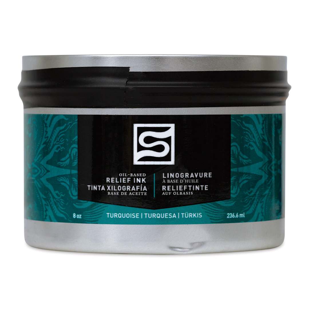 Open in modal - Speedball Oil-Based Relief Ink - Turquoise, 8 oz front of packaging