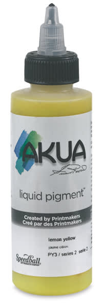 Open in modal - Akua Liquid Pigment - Front of 4 oz bottle of Lemon Yellow pigment
