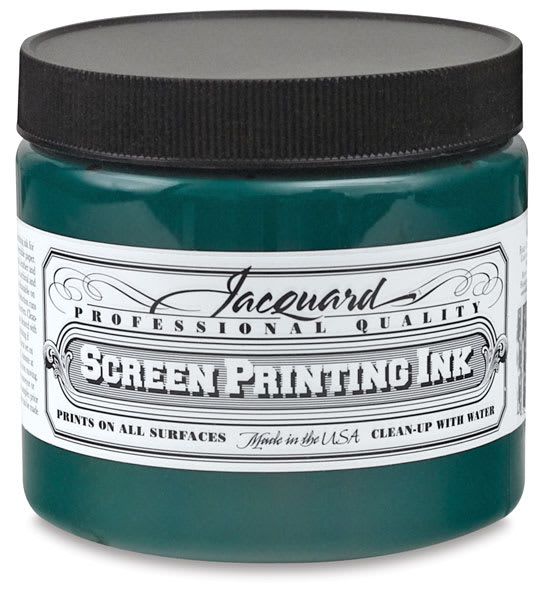 Open in modal - Jacquard Screen Printing Inks - Front view of Jar of Green Ink 