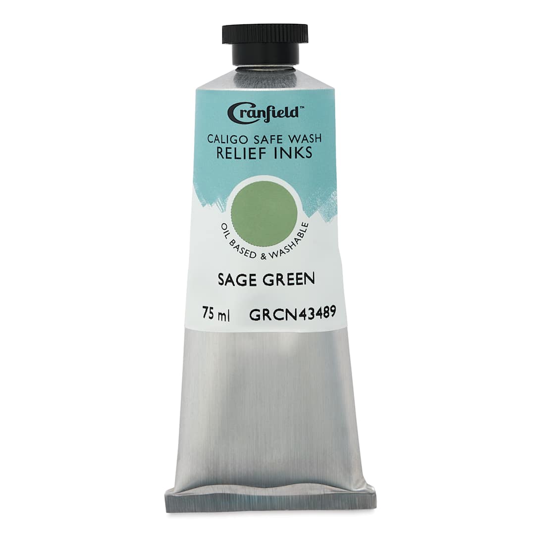 Open in modal - Cranfield Caligo Safe Wash Relief Ink - Sage Green, 75 ml tube