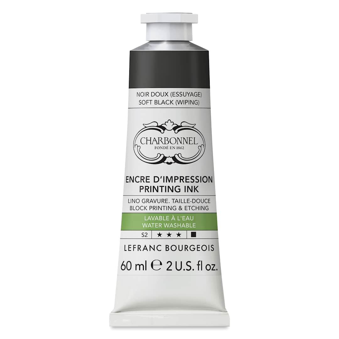 Open in modal - Charbonnel Water Washable Printing Ink - Soft Black, 60 ml, tube