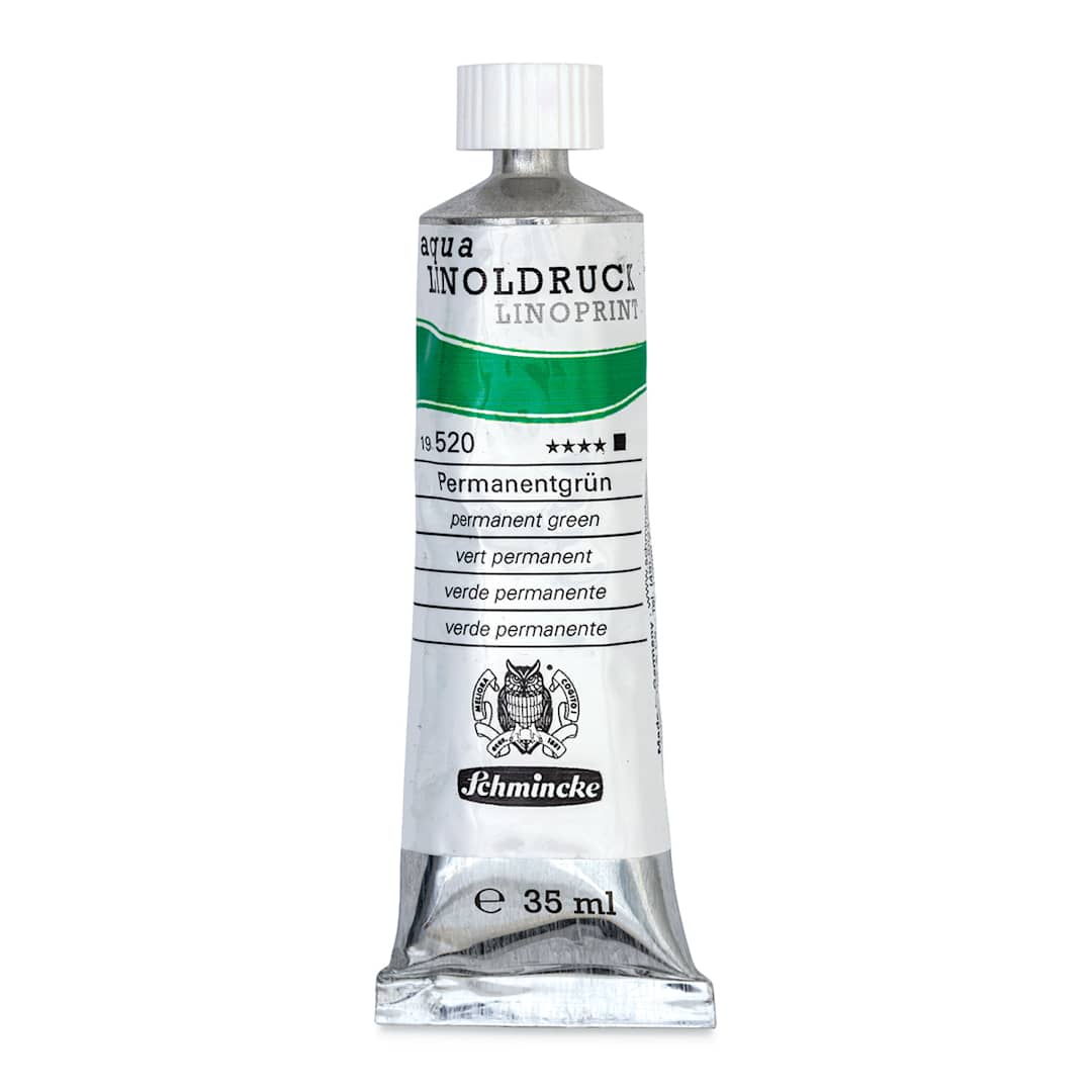 Open in modal - Schmincke Aqua Linoprint Ink - Permanent Green, 35 ml - front