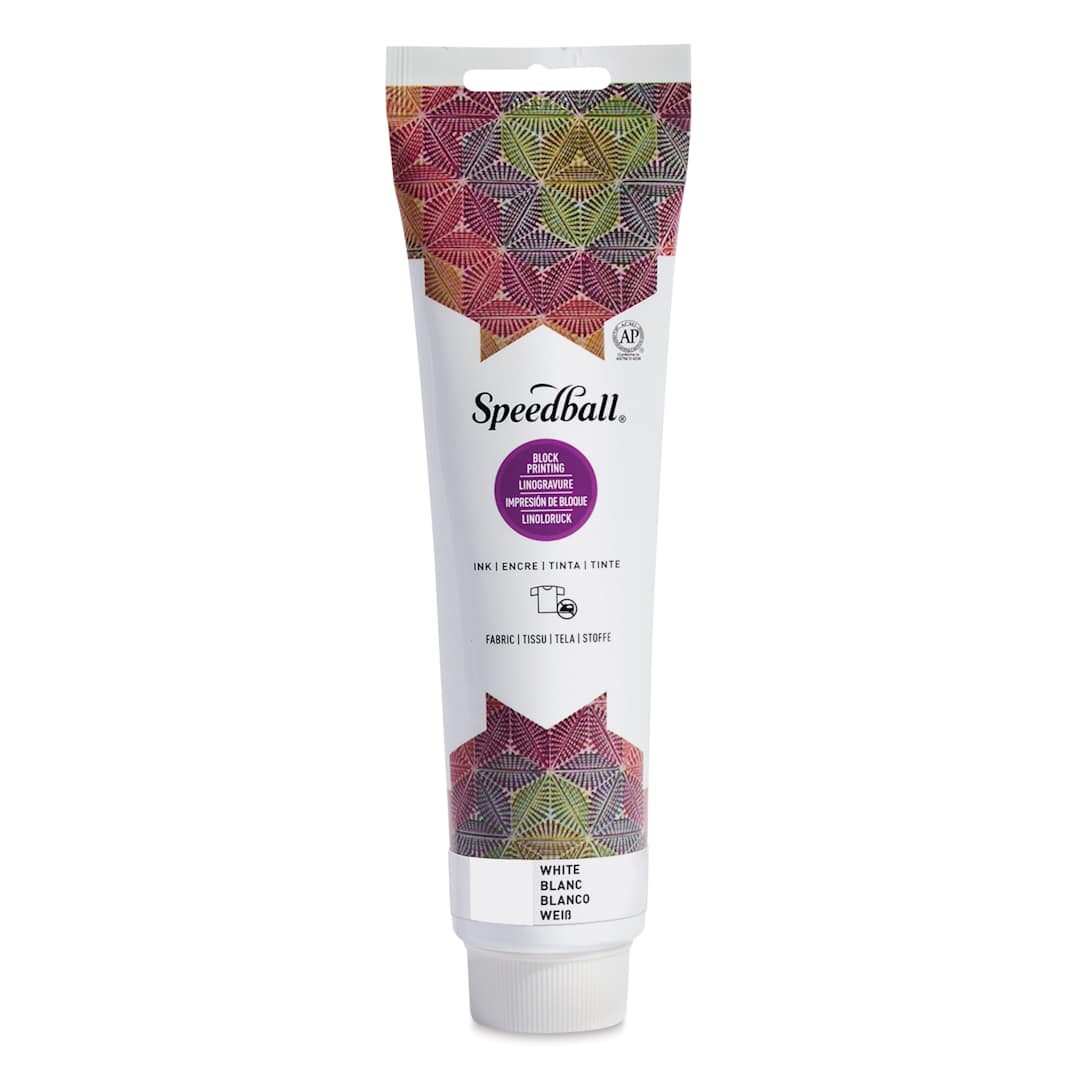 Open in modal - Speedball Fabric and Paper Block Printing Ink - White, 5 oz
