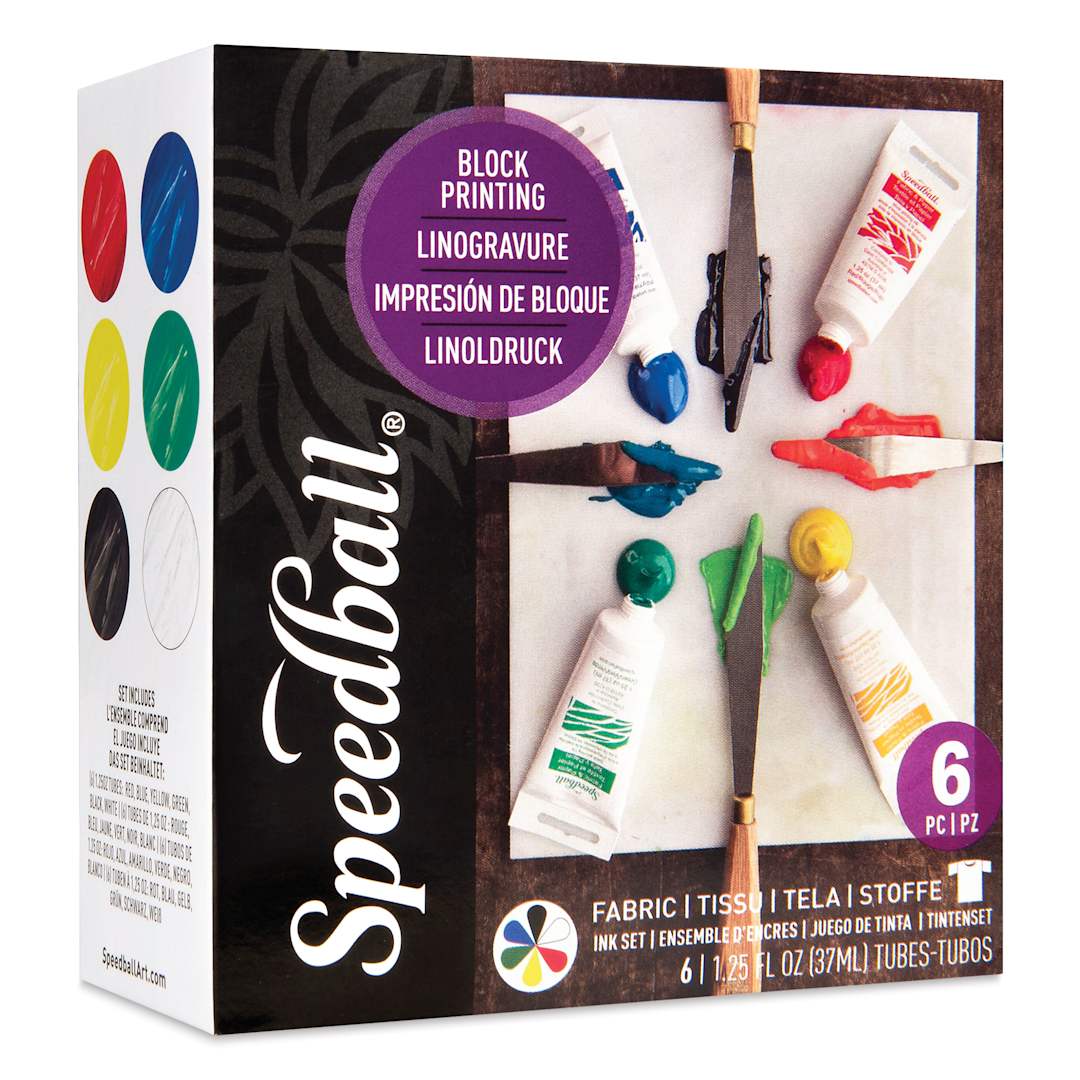Open in modal - Speedball Ultimate Fabric and Paper Block Printing Kit - Set of 6, angled view