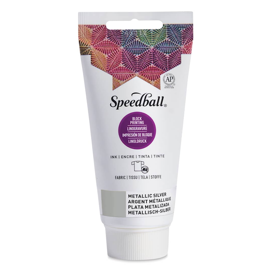 Open in modal - Speedball Fabric and Paper Block Printing Ink - Metallic Silver, 2.5 oz