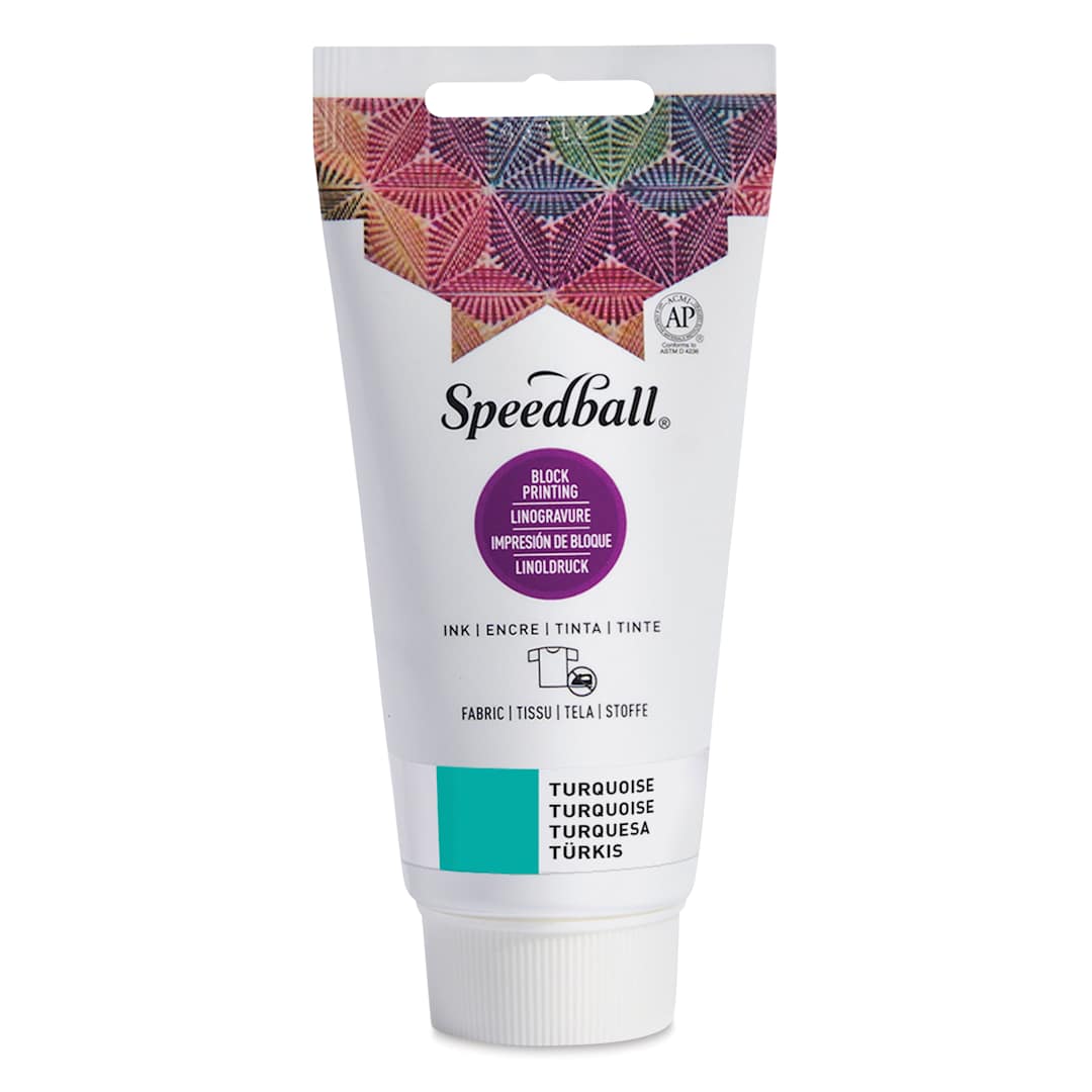 Open in modal - Speedball Fabric and Paper Block Printing Ink -Turquoise, 2.5 oz