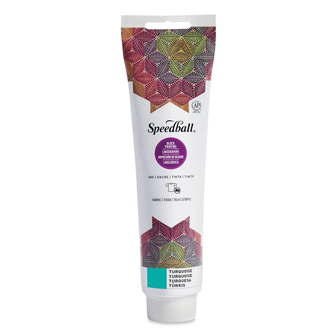 Open in modal - Speedball Fabric and Paper Block Printing Ink - Turquoise, 5 oz