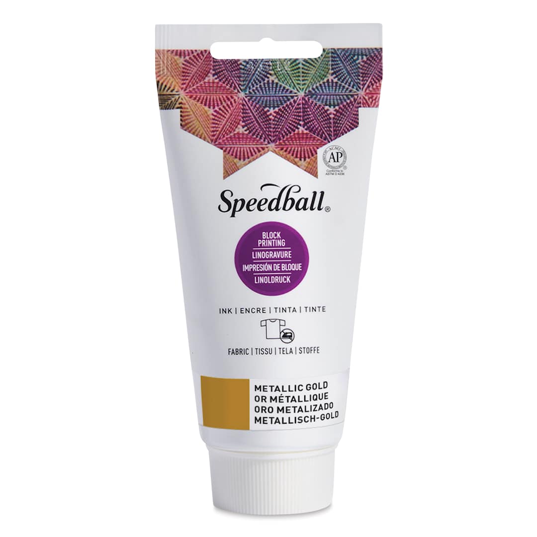 Open in modal - Speedball Fabric and Paper Block Printing Ink - Metallic Gold, 2.5 oz