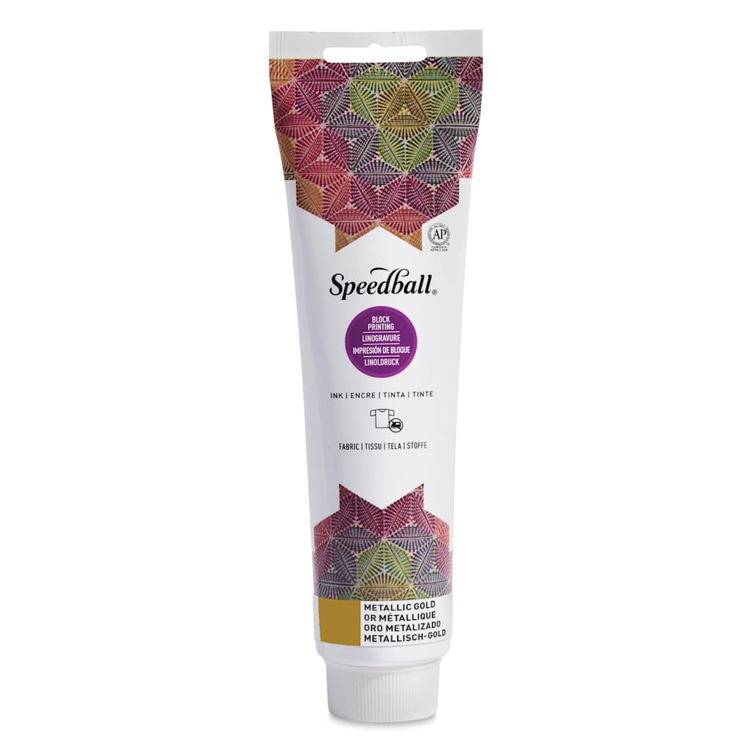 Open in modal - Speedball Fabric and Paper Block Printing Ink - Metallic Gold, 5 oz