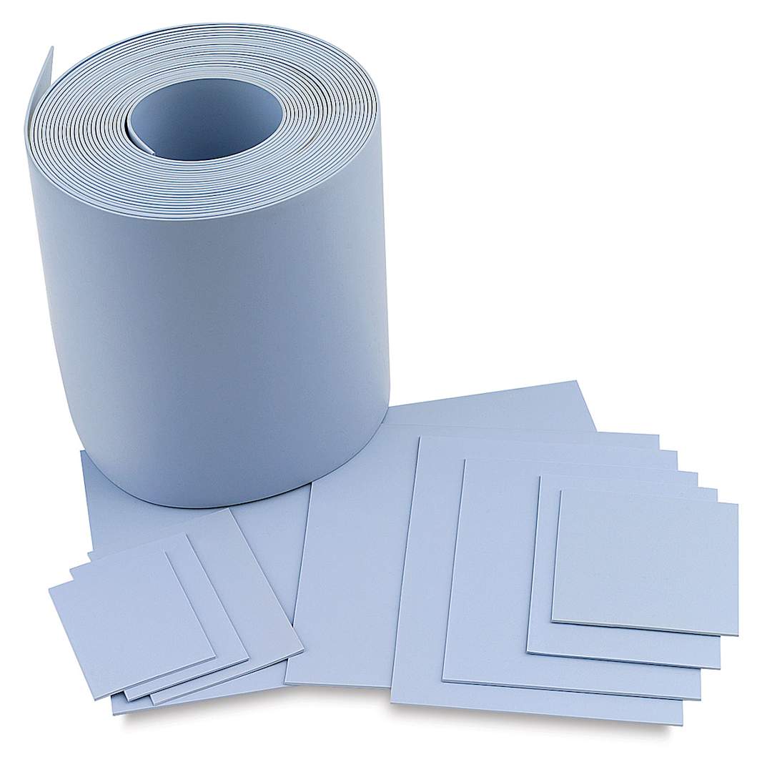Open in modal - Blick Blue Easy-To-Cut - 50 Ft roll shown with various size sheets