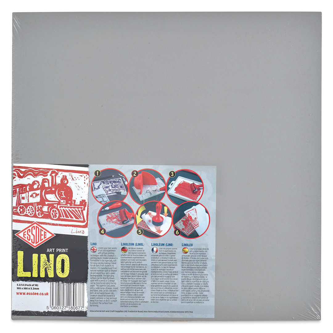Open in modal - Essdee Lino Blocks - 12" x 12", Unmounted, Pkg of 10, front of packaging