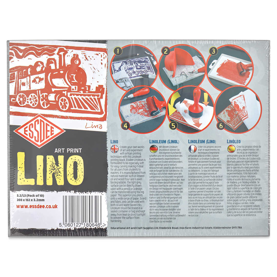 Open in modal - Essdee Lino Blocks - 8" x 6", Unmounted, Pkg of 10, front of packaging