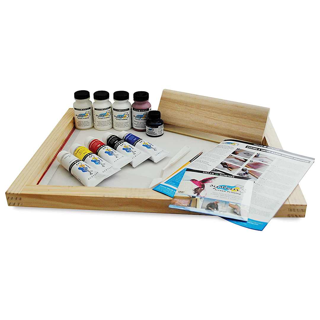 Open in modal - Daler-Rowney System3 Screen Printing Set - All components of set shown on screen