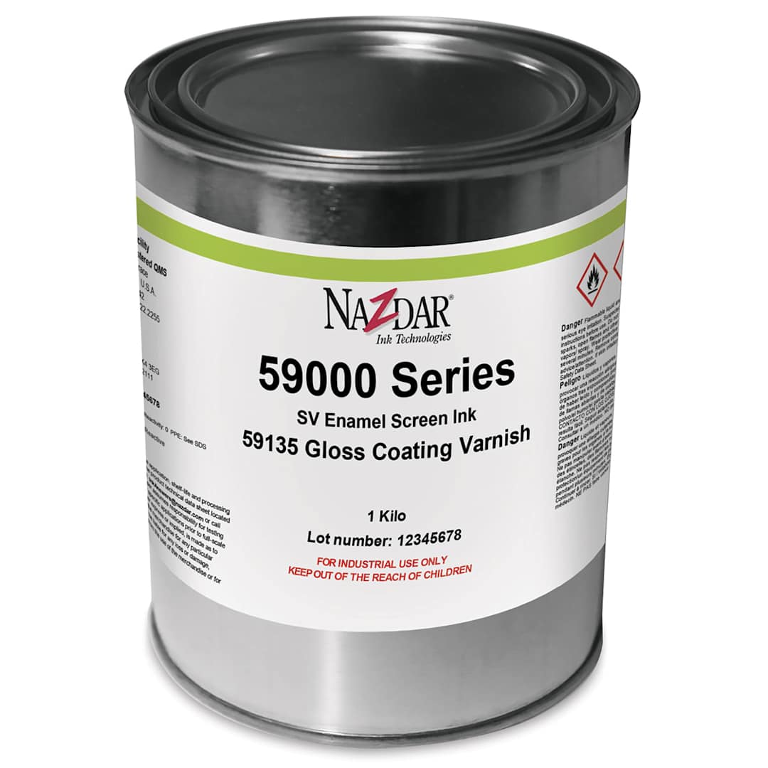 Open in modal - Nazdar 59000 Series Gloss Coating Varnish - Front view of 1 kilo canister
