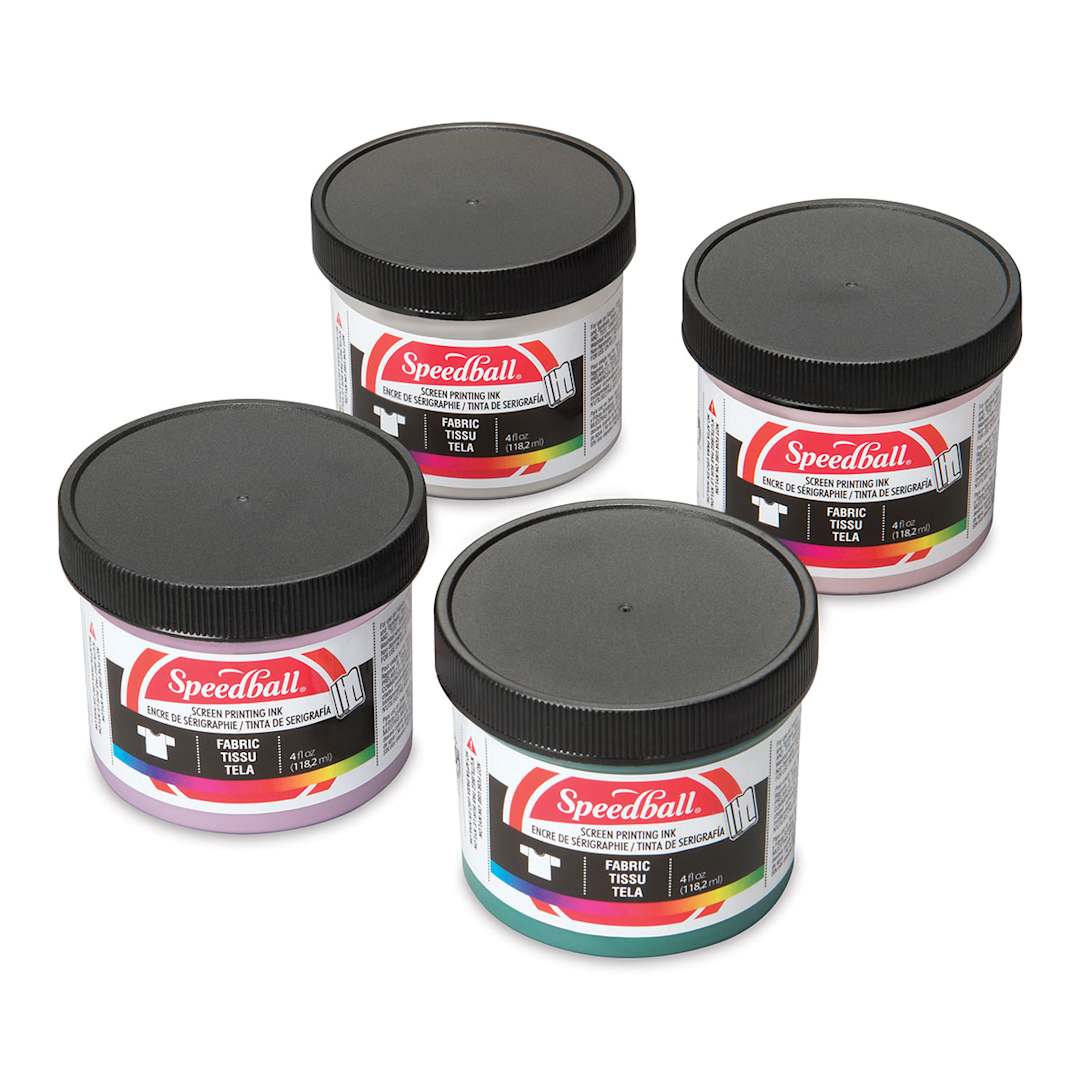 Open in modal - Speedball Fabric Screen Printing Ink - Polished Pastel Colors, Set of 4, 4 oz, Jars (Out of packaging)