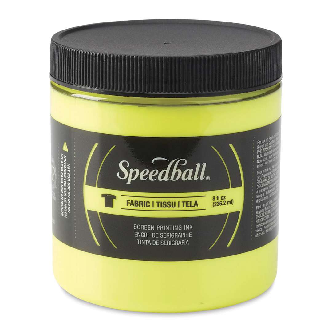 Open in modal - Speedball Fabric Screen Printing Ink - Fluorescent Yellow, 8 oz, Jar