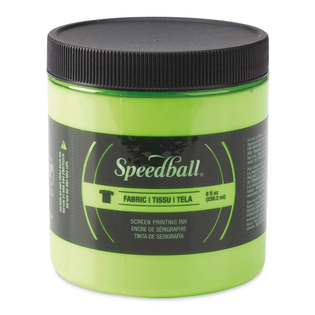Open in modal - Speedball Fabric Screen Printing Ink - Fluorescent Lime Green, 8 oz, Jar