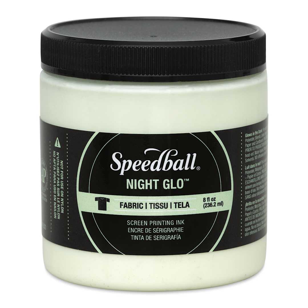 Open in modal - Speedball Night Glo Fabric Screen Printing Ink - White, 8 oz, Jar (Front)