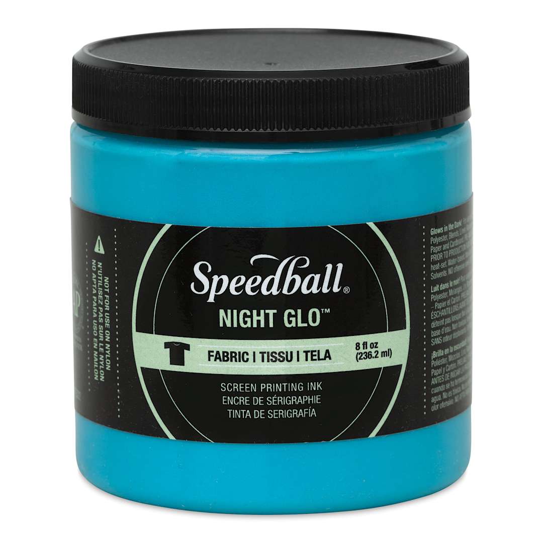 Open in modal - Speedball Night Glo Fabric Screen Printing Ink - Blue, 8 oz, Jar (Front)