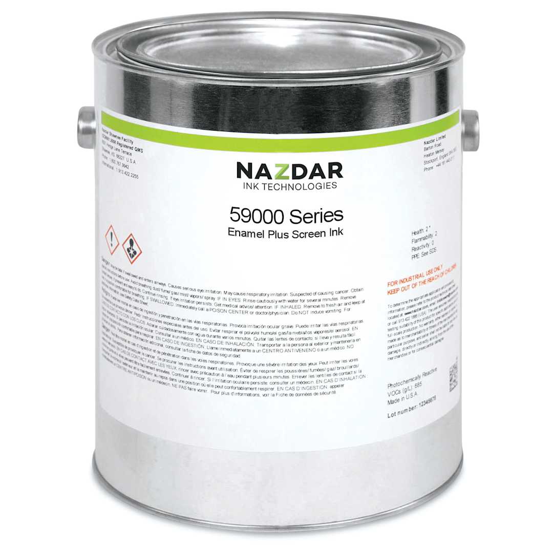 Open in modal - Nazdar 59000 Series Enamel Plus Gloss Screen Ink - Front of 1 kilogram can
