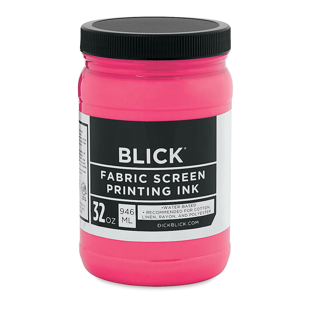 Open in modal - Blick Water-Base Acrylic Textile Screen Printing Ink - Fluorescent Hot Pink, Quart