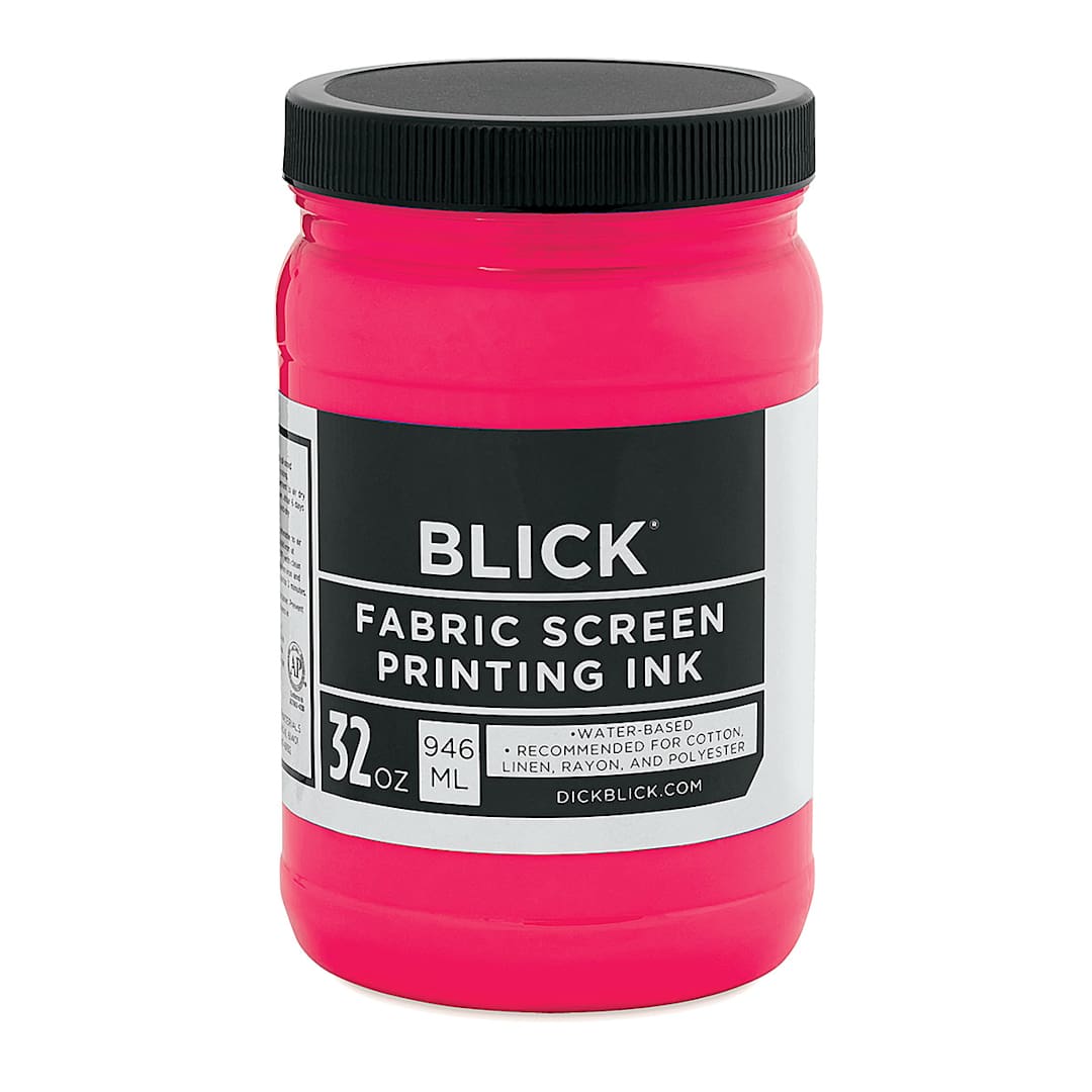 Open in modal - Blick Water-Base Acrylic Textile Screen Printing Ink - Fluorescent Magenta, Quart
