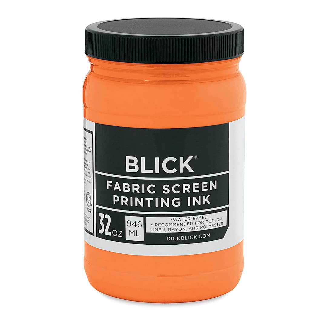 Open in modal - Blick Water-Base Acrylic Textile Screen Printing Ink - Fluorescent Orange, Quart