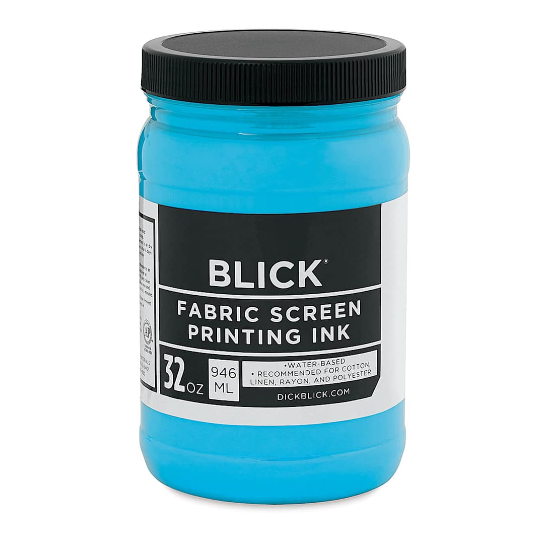 Open in modal - Blick Water-Base Acrylic Textile Screen Printing Ink - Peacock Blue, Quart