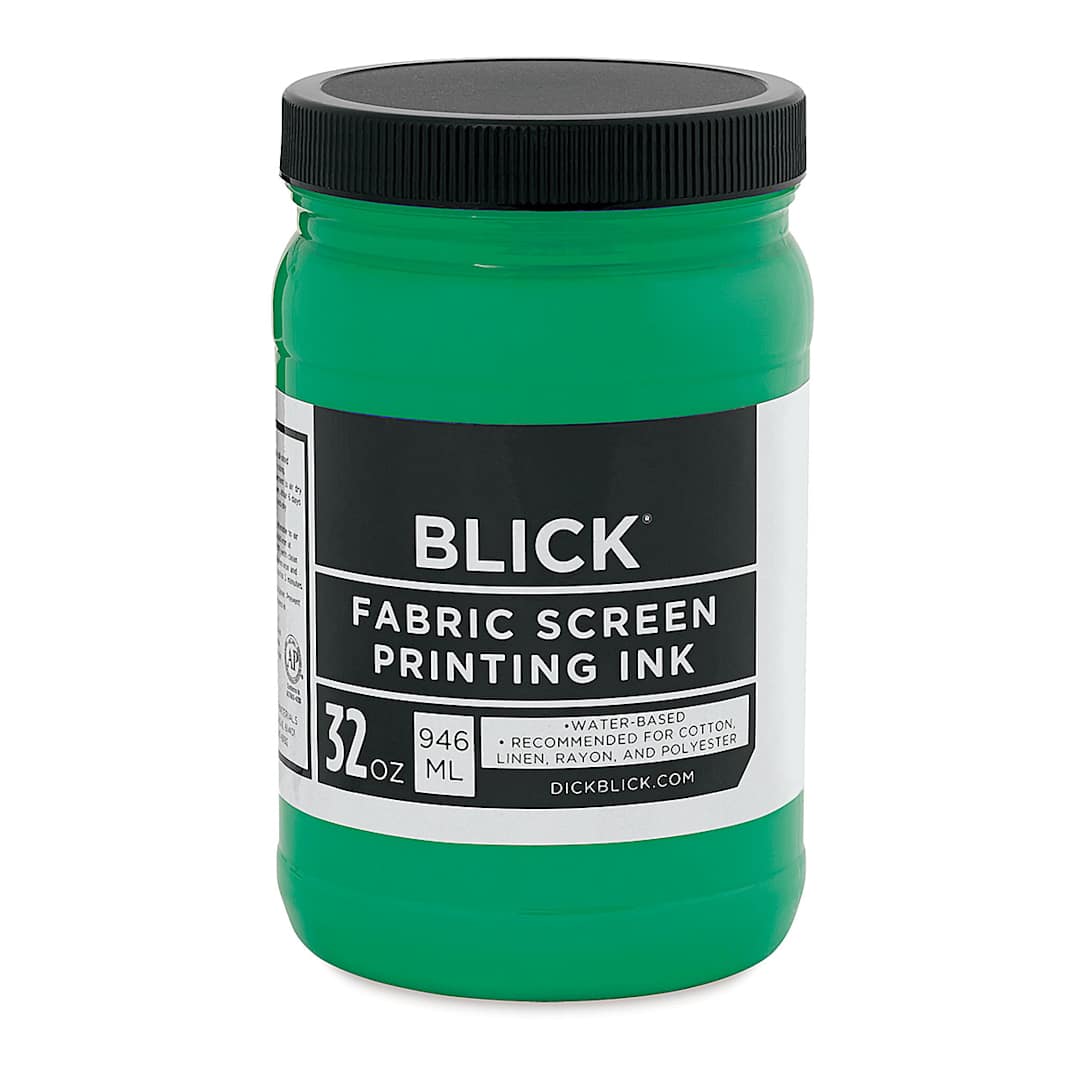 Open in modal - Blick Water-Base Acrylic Textile Screen Printing Ink - Green, Quart
