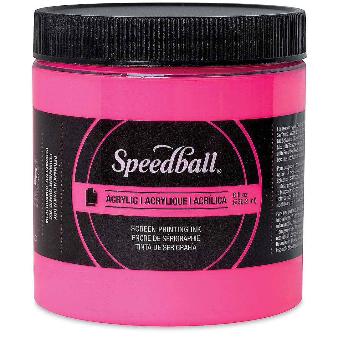 Open in modal - Speedball Permanent Acrylic Screen Printing Ink - Fluorescent Hot Pink, 8 oz