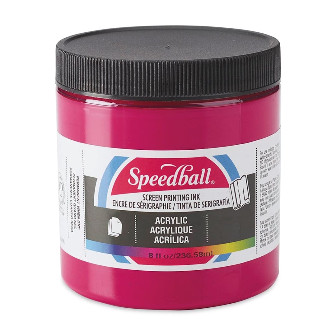 Open in modal - Speedball Permanent Acrylic Screen Printing Ink - Front of 8 oz Process Magenta jar shown