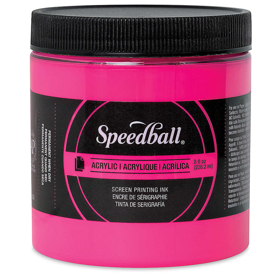 Open in modal - Speedball Permanent Acrylic Screen Printing Ink - Fluorescent Magenta, 8 oz