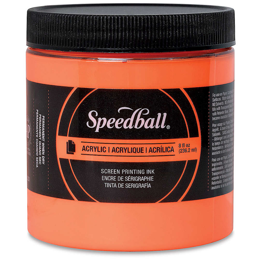 Open in modal - Speedball Permanent Acrylic Screen Printing Ink - Fluorescent Orange, 8 oz