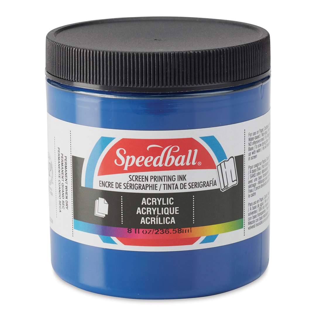 Open in modal - Speedball Permanent Acrylic Screen Printing Ink - Process Cyan, 8 oz - front of packaging