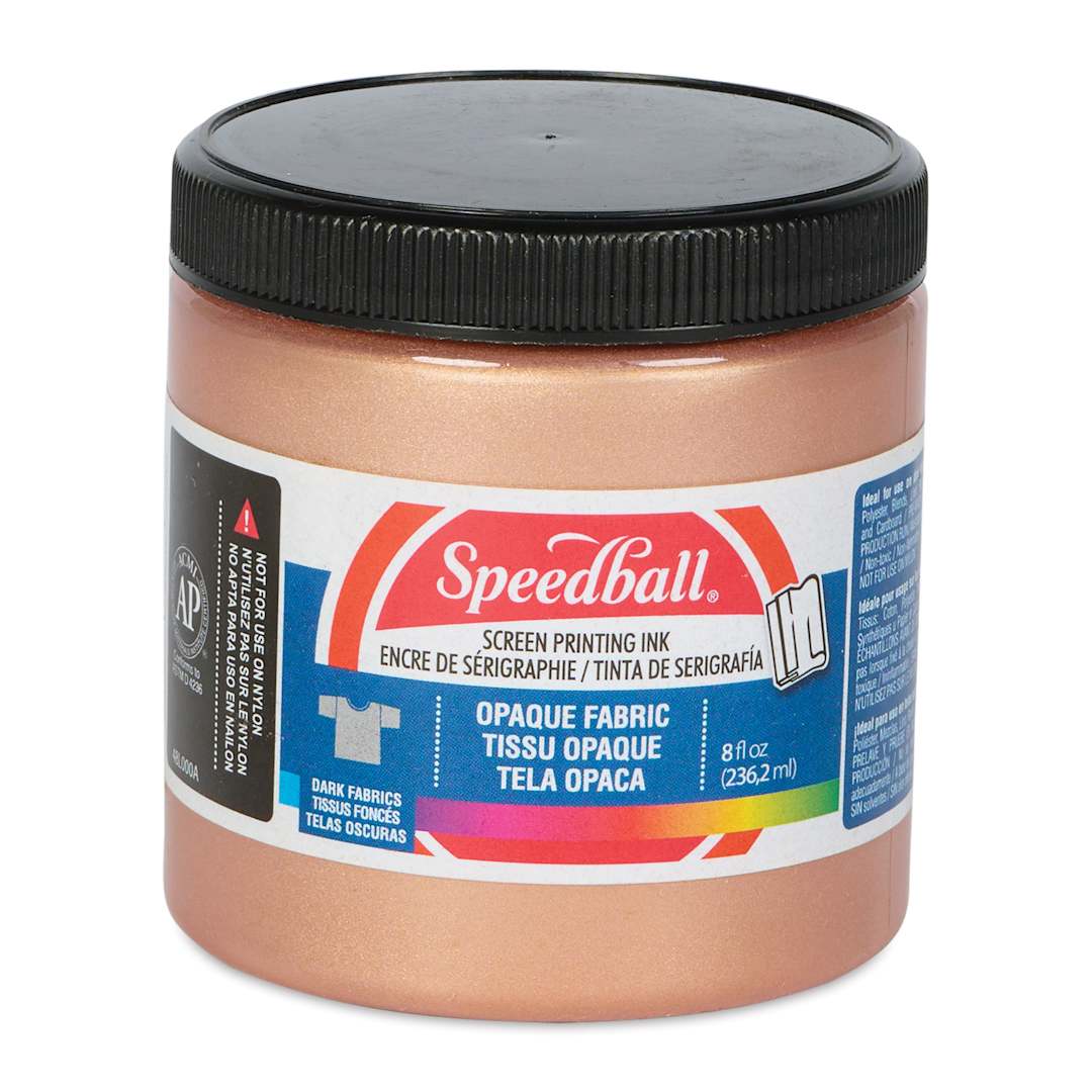 Open in modal - Speedball Fabric Screen Printing Ink - Rose Gold (Opaque), 8 oz, front of the jar