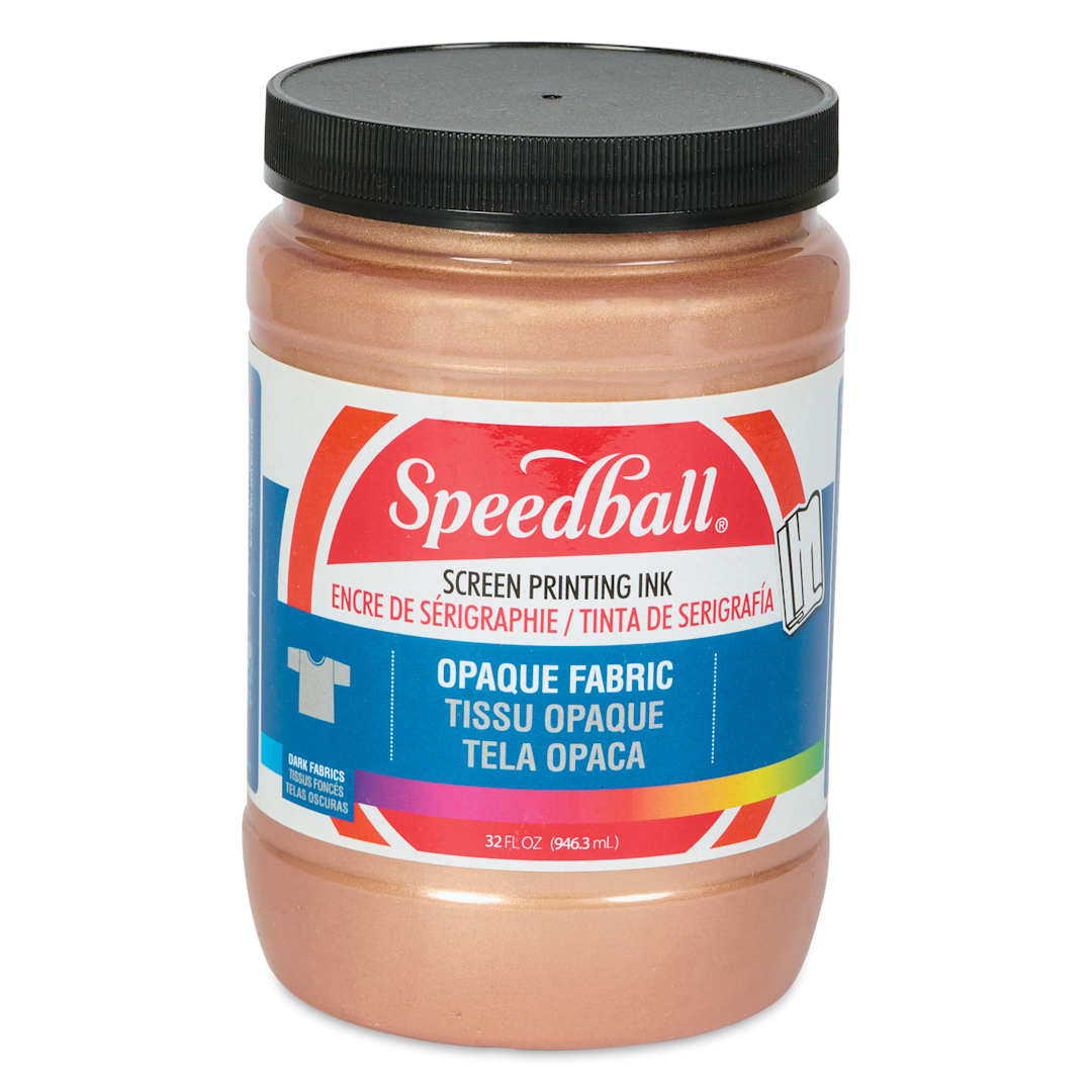 Open in modal - Speedball Fabric Screen Printing Ink - Rose Gold (Opaque), 32 oz, front of the jar
