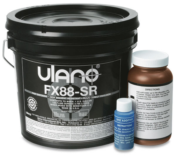 Open in modal - Fotocoat FX88-SR Fast Film Emulsion - Gallon tub of Emulsion shown with 2 additives