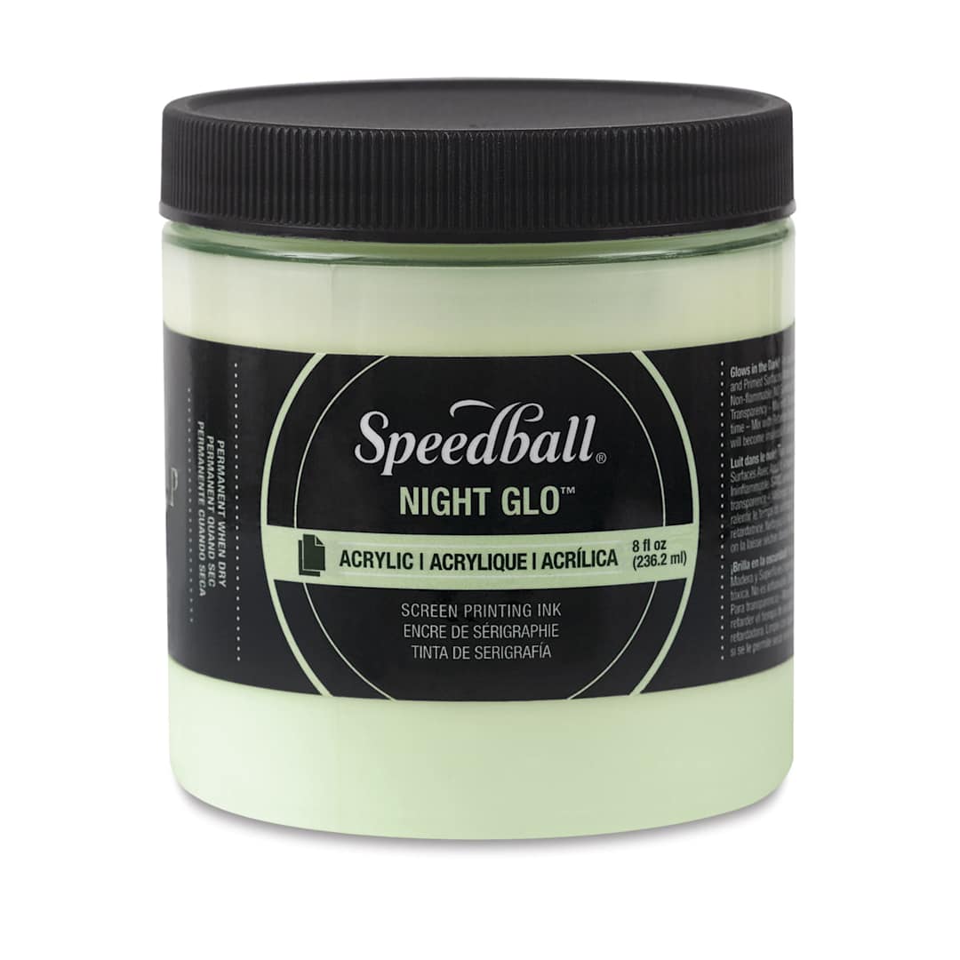 Open in modal - Speedball Night Glo Acrylic Screen Printing Ink - Front of Jar of Night Glo Ink
