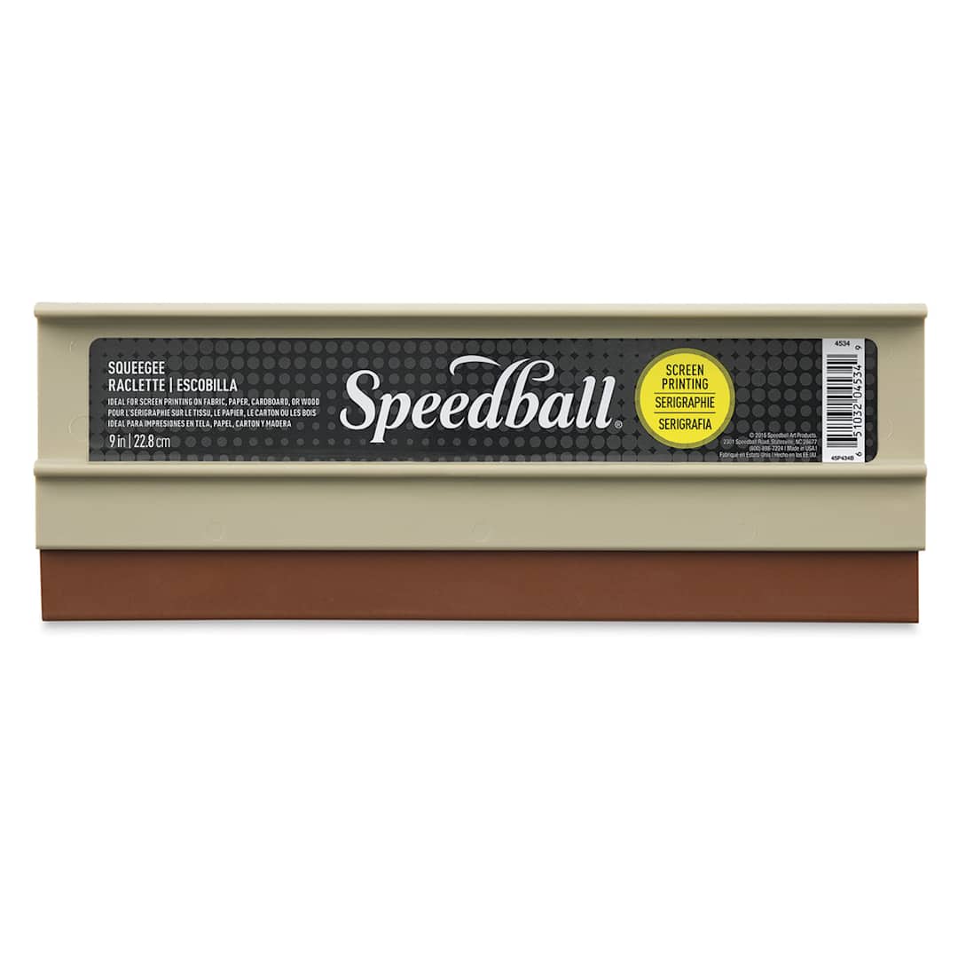 Open in modal - Speedball Plastic Screen Printing Squeegee - Front view of upright squeegee with label
