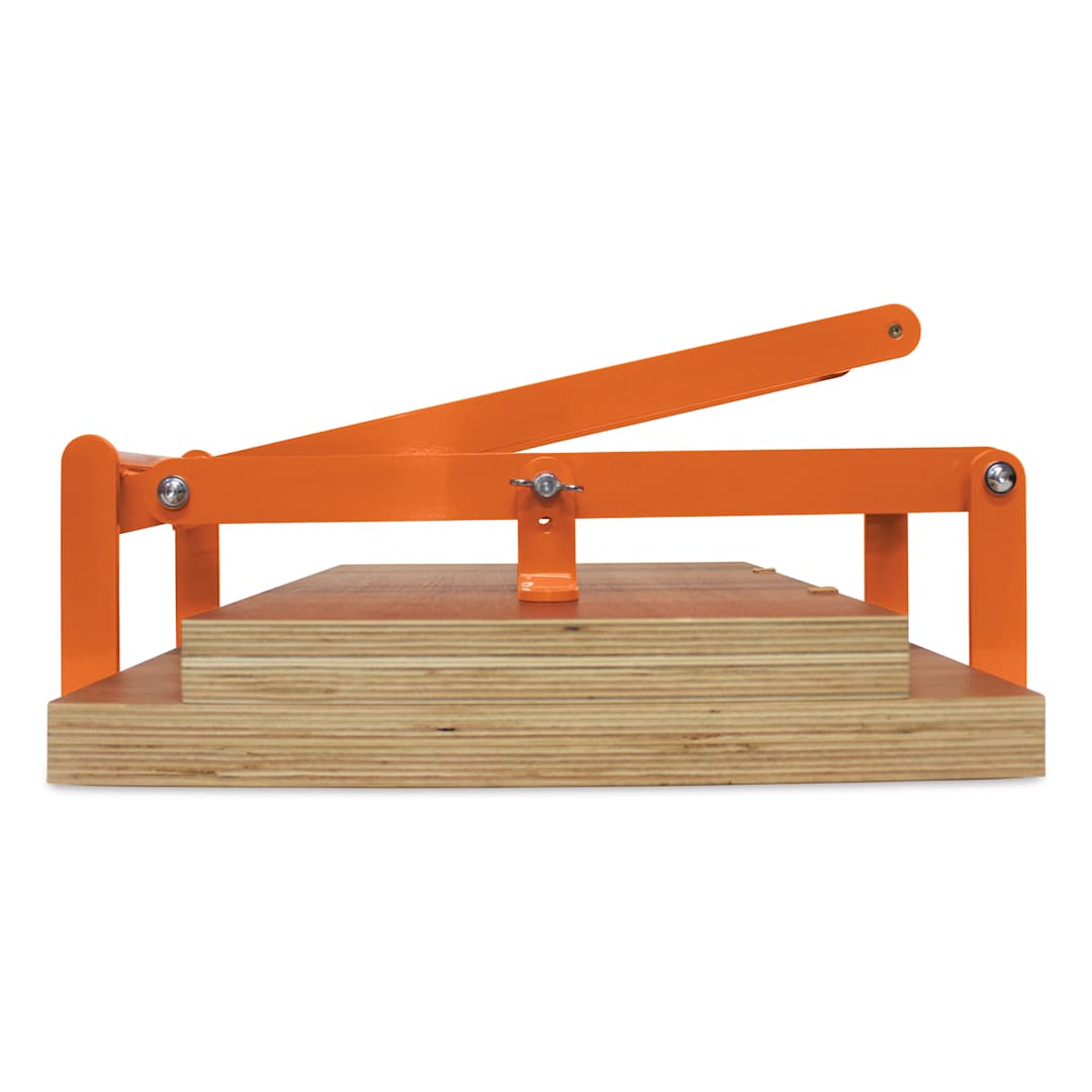 Open in modal - Woodzilla Hand Lino Press - Mandarin Orange, 11-3/4" x 16-1/2", Wide Base
