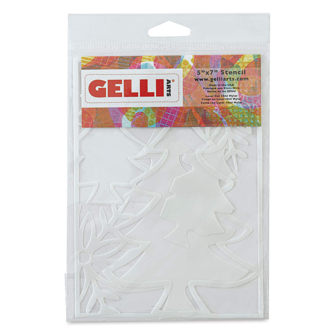 Open in modal - Gelli Arts Stencil - Holiday Trees, 5" x 7" - front of packaging