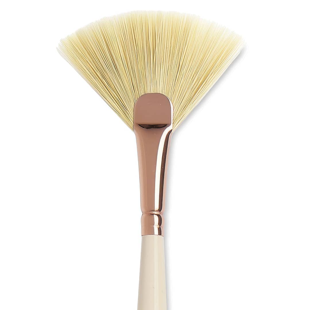 Open in modal - Blick x Raphaël L'Impressionniste Synthetic Bristle Brush - Fan, Size 12, Long Handle close up
